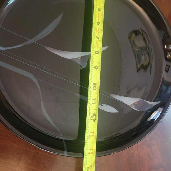 Mikasa Galleria Black Floral Platter 12" Handcrafted Japan Oven Safe - Picture 5 of 5